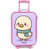 NoBoringSuitcases.com® Valigia Rosa Per Bambini Compatto 48x31x19 cm Bagaglio Ultraleggero Trolley A Mano Rigidi LED Ruote Valigie Bimbi - Ragazzo - Kawai - Anatra - Sciarpa