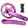 LHHL 170mm MTB Guarnitura 32T 34T 36T 38T Singolo Ingranaggio Guarniture Lega di Alluminio Pedivella con BSABB,per 8/9/10/11 velocità(Purple,36T)