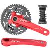 LHHL 170mm Mountain Bike Integrate Cave Guarnitura 24T-32T-42T Rotondo Triplo Stretta E Larga Pignone Guarnitura Lega di Alluminio Guarnitura con BB(Rot)