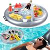 VIGOEXPRESS FLOATPLATI Vassoio Galleggiante per Bevande con 4 Portabicchieri, Porta Bevande Piscina Pieghevole 71 x 56 cm, Bar Galleggiante, Tavolino Piscina in PVC per Snack e Bicchieri