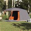 Generic Tenda da Campeggio Impermeabile 5 Posti Grigio e Arancione, Cupola con Vestibolo e Parapioggia Staccabile, Poliestere 185T con Rivestimento PU, 280/450 x 275 x 228 cm, Inclusa