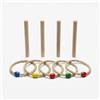 SiaBiced Gioco di Lancio Anelli Toss Game in Legno e Corda Naturale per Bambini, Gioco di Abilità Outdoor, 1 bastone rotondo 4 anelli (confezione in rete nera)