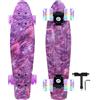 Nattork Skateboard da 55,9 cm, mini cruiser, viola, completo retrò, ruote in poliuretano con luci colorate, per bambini, ragazze, ragazzi, principianti