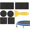 Generic Kit di riparazione per tappeto elastico - Set di 6 pezzi con 3 forme e raschietto, adesivo forte per rimbalzare in giardino, strumento di riparazione tessuto per cortile, , giochi, sport