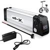 X-go Batteria Bici Elettrica, 36V 10,4 Ah 4Port Elettrico per Bici per 1000W-250W Motore, Pieghevole Bici Elettriche con Caricabatterie BMS Sicuro Serrature Maniglia