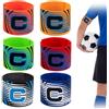 Elegrip Fascia da Capitano Calcio, 6 Pezzi Multicolore Fasce da Capitano Standard C Regolabile Polsino Elastico per Bambini Adulti per Calcio, Rugby, Hockey e Molti Sport