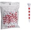 ZUGLQYSX T-Shirt da Golf 20 Pezzi, 70 mm/83,0 mm, a Righe Colorate, Set di Accessori in plastica Durevole a Quattro forchette for Uomo e Donna(Red 70mm20pcs)