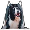 Generic Stampa Borsa Sportiva da Palestra Border Collie Sacca Ginnastica Leggero Zaino Sportivo per Donna Festival Spiaggia 36X42Cm