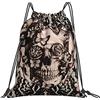 Generic Unisex Coulisse Tasche Black And White Roses Skull Art Sacca Ginnastica Stampa Zainetti per Yoga Viaggi Piscina 36X42Cm