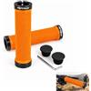 VBK 2 Pezzi Impugnature MTB Antiscivolo con Doppio Bloccaggio, Impugnature in Gomma per Manubrio con Anelli in Alluminio, 23cm Arancione per Bici Montagna BMX Scooter