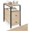 tectake® Comodino Camera da Letto 49,5x30x61,5cm, 2 Ripiani, 2 Cassetti | Tavolino da Letto, Tavolino da Divano, Comodino Libri, Fiori, Piante, Lampada, Arredamento Casa - Legno Industriale Chiaro
