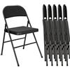 HOMCOM Set di 6 sedie pieghevoli per sala da pranzo portatili, sedie pieghevoli per interni, con cuscino in lino e telaio in acciaio, 45 x 46 x 78 cm, colore: nero