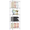 M MZG Scaffale a 5 ripiani in metallo resistente, con piedini di livellamento, organizer per garage, lavanderia cucina, 30 x 45 x 139,6 cm, cromato