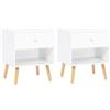 IDMarket - Set di 2 comodini Emmie con 1 cassetto, Legno scandinavo e Bianco