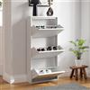 [en.casa] Scarpiera Salvaspazio con 3 Contenitori Ribaltabili Portascarpe in Metallo Mobile per Ingresso Giardino Spogliatoio - Bianco