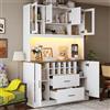 ZKLOEP Armadio laterale 120 x 36,3 x 180 cm, armadietto da cucina, credenza, con illuminazione a LED e presa, sei ante, due grandi cassetti, nero/bianco