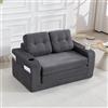 Kelodan Divano a 2 posti con portabevande tasche laterali cuscino in velluto a coste senza telaio pouf doppio convertibile grande divano pouf grigio