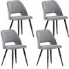 WAFTING Set di 4 Sedie da Pranzo, Sedia da Cucina Velluto a Coste in Spugna Spessa con Gambe in Metallo Separate, per Sala da Pranzo, Cucina e Reception, Grigio