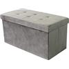 milani home - pouf rettangolare, velluto, seduta poggiapiedi, tortora, 76 x 38 x 38 cm