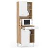 IDMarket - Comò da cucina CINA 60 CM 2 ante + cassetto, finitura faggio e bianco