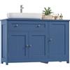 FOREHILL Mobile Sottolavabo per Bagno, Mobile Bagno con 3 Ante, 1 Cassetti, Ripiano Regolabile, per Bagno, Lavanderia 90x30x61,5cm (Blu)