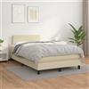 Teenpull Letto a molle con rivestimento in ecopelle, 120 x 200 cm, con materasso a molle insacchettate e coprimaterasso, colore crema, testiera regolabile in altezza