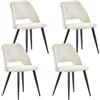 WAFTING Sedie da pranzo velluto a coste, spugna spessa, set 4,Beige
