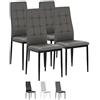 VS Venta-stock Set di 4 sedie da pranzo Chelsea rivestite in tela Grigia, certificazione SGS, 42 cm (larghezza) x 51 cm (profonditá) x 97 cm (altezza)