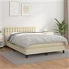 Teenpull Letto a molle in ecopelle con materasso da 140 x 190 cm, color crema, testiera regolabile, materasso a molle insacchettate e coprimaterasso delicato sulla pelle, per un sonno riposante in