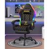 bigzzia Sedia Gaming con LED RGB e Bluetooth, Sedia da Gaming Ergonomica con Poggiapiedi, Sedie da Gioco Regolabile e Girevole con Una Capacità di Carico di 150 kg (Nero)