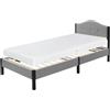ML DESIGN modern living ML-Design Letto Singolo 90x200 cm, con Materasso alto 16 cm, Giroletto, Struttura Robusta, Testiera Imbottita e Rete a Doghe, Telaio in Acciaio e Tessuto di Lino, Grigio, per Cameretta