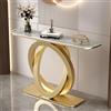 TUPAFJU Moderno tavolo da consolle decorativo in ferro con piano in pietra, tavolo stretto dietro il divano, per ingresso, corridoio, soggiorno(Gold,100CM-C)