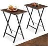 tectake® Set 2 tavolini pieghevoli 48x36x66,5cm, 2x Tavolino pieghevole, 2 pz Tavolo da Giardino, Tavolo pieghevole per Cucina, Campeggio, Balcone, Terrazzo, Casa o Esterno - Legno Industriale Scuro