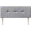 DHOME Testiera Imbottita in Tessuto Luxury Liscio con Bottoni e Gambe Testiere Imbottita per Letto di Lusso (Silver Grey, 150x105cm)