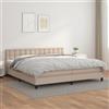 Teenpull Letto a molle, in ecopelle, marrone cappuccino, 200 x 200 cm, con materasso a molle insacchettate, testiera regolabile in altezza e coprimaterasso delicato sulla pelle, per un sonno riposante