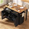 Azkoeesy Isola cucina mobile su ruote con pattumiera, 120x92x40 (75) cm, nero