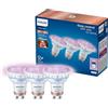 Philips Smart Lighting, Lampadina LED in Vetro GU10, 345 lm, 3Pz., Luce Bianca Regolabile e a Colori 2.200-6.500 K, Dimmerabile, Connected by WiZ, Alexa, Google Home, Apple Home, Luci Led