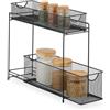 Relaxdays Organizer per Armadietti Cucina, Organizzatore Estraibile, 2 Cestelli, in Metallo, 40 x 15 x 46 cm, Nero