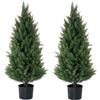 ECOLVANT Albero topiaria artificiale Due alberi di cedro artificiale da 3 piedi per interni ed esterni resistenti ai raggi UV cespugli piante in vaso arbusti artificiali albero