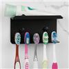 Linkidea Portaspazzolino da parete per doccia, autoadesivo, 5 scomparti, portaspazzolino e portadentifricio, compatibile con Colgate Extra Clean, Oral-B CrossAction (nero)