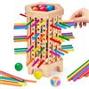 Mystooy Giochi Montessori per Bambini,Gioco di Società,Giochi da Tavolo con 36 Bastoncini Colorati & Dadi,Gioco di Torre in Legno 3 4 5 Anni,Gioco Educativo di Famiglia Gioco da Viaggio per Ragazzi Ragazze