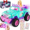 HappyGoLucky Macchina Telecomandata per Bambini con Bambola & Pegatinas, Giochi Bmbina 3-10 Anni, Regalo Bambina, Auto Telecomandato 4x4 Jeep SUV Truck