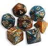 QMAY DND Dice Set di Dadi Poliedrici - 7 Pezzi per Dungeon e Dragons MTG RPG D&D D20, D12, D10, D%, D8, D6, D4 (Blu e Marrone + Glitter)