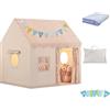 DOKKOME Tenda da Gioco per Bambini, Casetta da gioco, Tenda da interno per ragazze Traspirante Tenda-Principessa Regalo Natale Compleanno Con Tappetino Imbottito Luci Fatate e bandierine