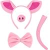 MZinge Set di 4 costumi da maiale da maialino, orecchie, fascia, naso di maiale, papillon, coda. Perfetto per mondo degli animali, accessori per Halloween, feste di compleanno, feste in costume con