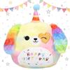Booaee Happy Birthday, peluche per cani, 25 cm, cuscino di peluche arcobaleno, per bambini, adulti