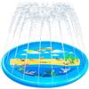 JHzood Tappetino Gioco d'Acqua Bambini, Tappetino a Spruzzo Gonfiabile per Bambini, 170 cm, Gioco Estivo per Giardino All'aperto, Pieghevole e Leggero (Blue Rainbow)