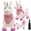 Sun Baby Animale gonfiabile che salta, giocattolo di 1 anno, saltarello per bambini, design ergonomico, cavallo giocattolo, pompa manuale inclusa (Unicorno bianco con corno glitterato)