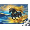 qDkPwMnRfVbHj Cavallo Nero Puzzle 1000 Pezzi Carta per Adulti Onde Dorate Stile Artistico Puzzle per Famiglia Relax Decorazione Regalo 70x50cm/1000pcs