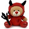 Mel-O-Design Orso di peluche a forma di diavolo rosso, 22 cm, con corna e ali, morbido peluche da coccolare